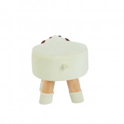 Tabouret chien enfants – Crème & marron, pieds bois