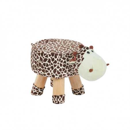 Tabouret vache enfants – Imprimé marron, pieds bois