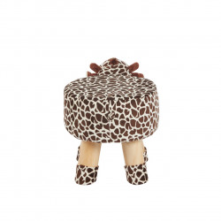 Tabouret vache enfants – Imprimé marron, pieds bois