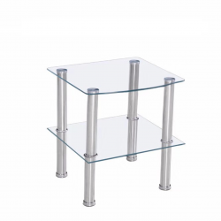 Table Basse Verre Transparent Double Plateau – Carrée 51x45 cm