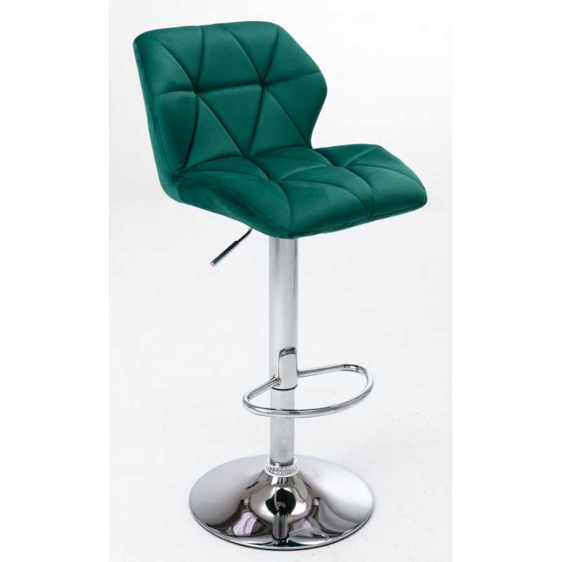 Tabouret rotatif LÉON velours beige – Hauteur réglable