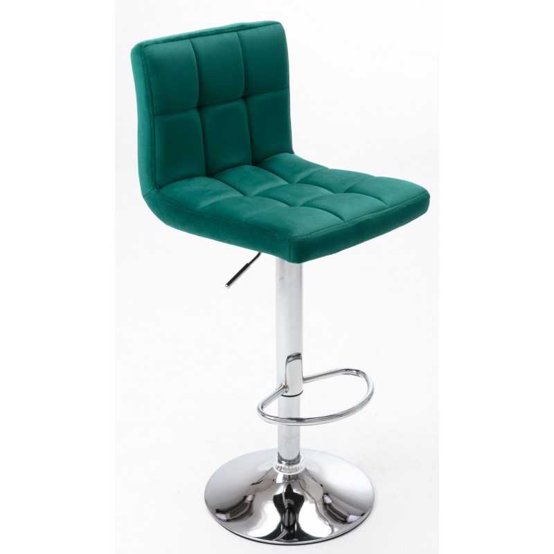 Tabouret rotatif HUGO velours vert émeraude – Base chromée