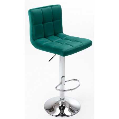 Tabouret rotatif HUGO velours vert émeraude – Base chromée