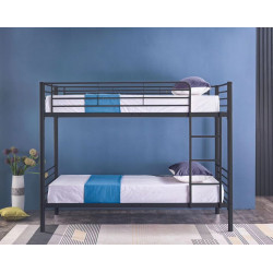 Lit superposé en métal 90x200 noir – solide, sécurisé et gain de place | Golddeco