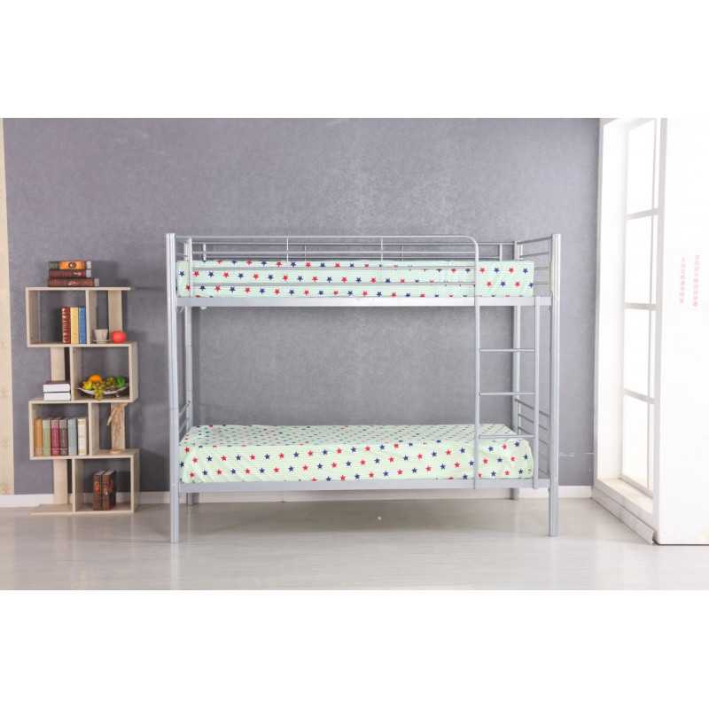 Lit superposé en métal 90x200 argenté – solide, pratique et design moderne | Golddeco