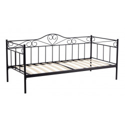 Lit en métal ALICE 90x200 noir – design romantique en fer forgé