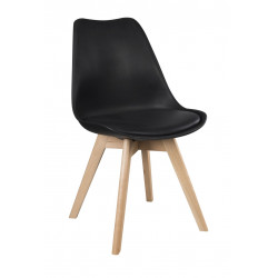 Chaise scandinave noire & pieds bois de hêtre – Élégance nordique Golddeco