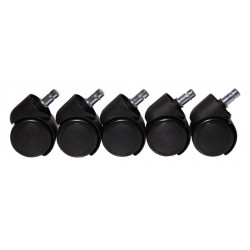 Jeu de 5 roulettes Ø11 mm noires – Chaise et tabouret pivotant | Golddeco