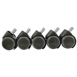 Jeu de 5 roulettes grises Ø11 mm silencieuses – Chaise pivotante | Golddeco