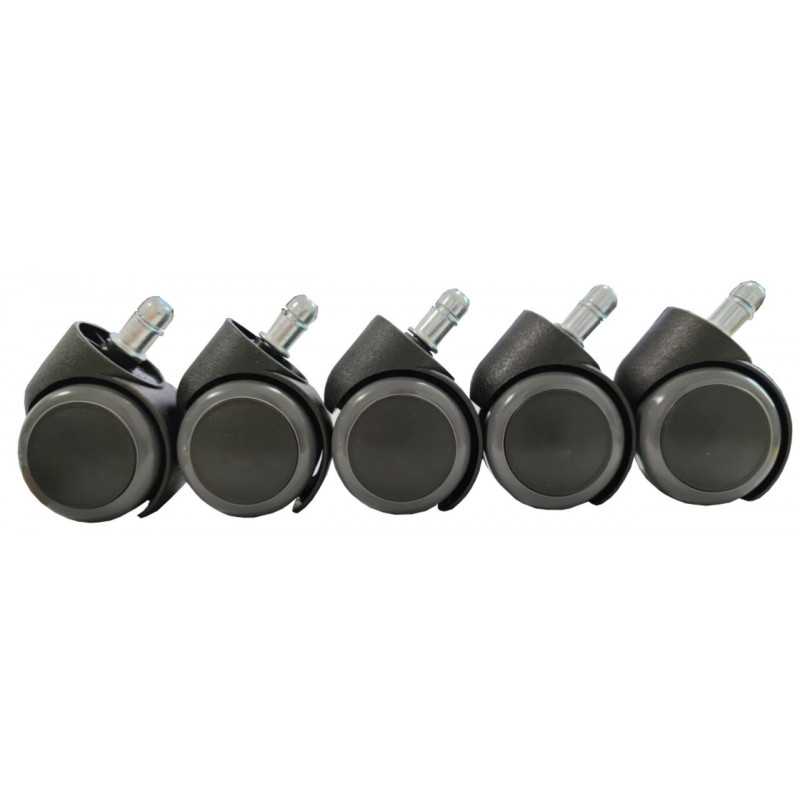 Jeu de 5 roulettes grises Ø11 mm silencieuses – Chaise pivotante | Golddeco