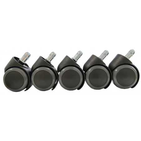 Jeu de 5 roulettes grises Ø11 mm silencieuses – Chaise pivotante | Golddeco