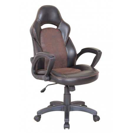 Chaise de Bureau RacerLine – Brun Vintage & Noir | Design Sportif Rétro