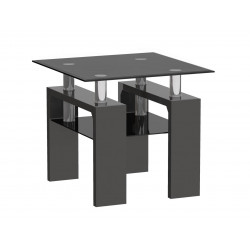 Table Basse Carrée 60x60 cm – Verre Trempé & MDF Laqué