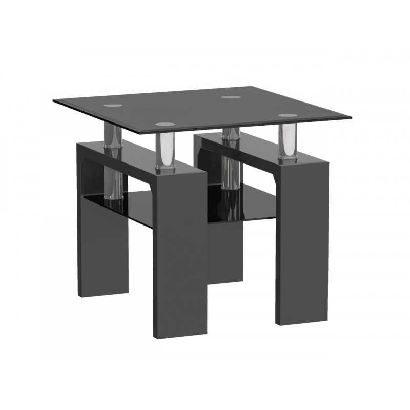 Table Basse Carrée 60x60 cm – Verre Trempé & MDF Laqué