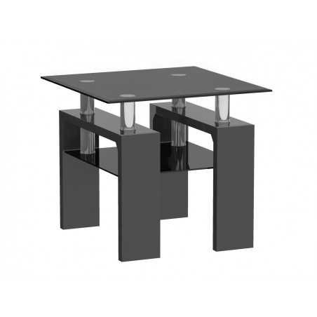 Table Basse Carrée 60x60 cm – Verre Trempé & MDF Laqué