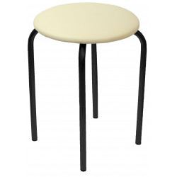 Tabouret Rebecca empilable – Beige simili cuir & noir