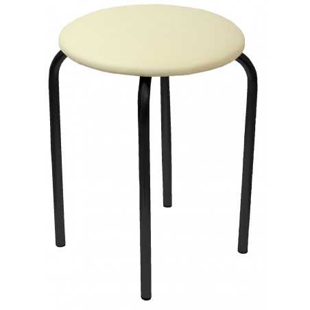 Tabouret Rebecca empilable – Beige simili cuir & noir