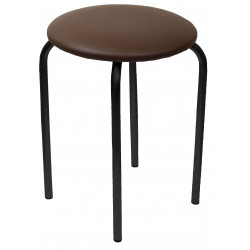 Tabouret Rebecca empilable – Marron en similicuir, structure noire