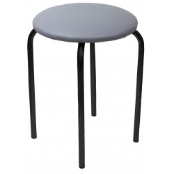 Tabouret Rebecca empilable – Gris en similicuir, structure noire