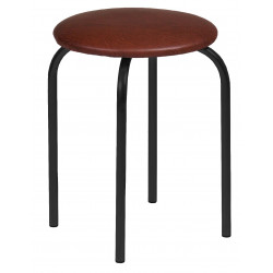 Tabouret Rebecca empilable – Marron foncé en similicuir, structure noire