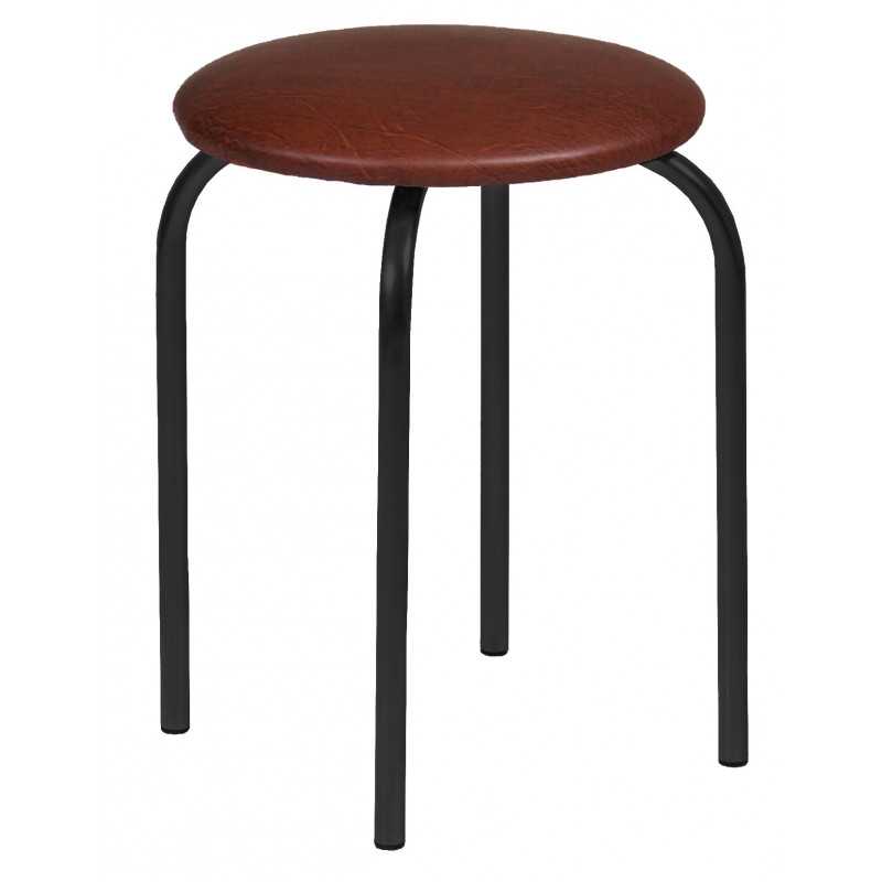 Tabouret Rebecca empilable – Similicuir marron foncé