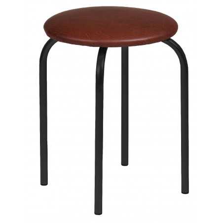 Tabouret Rebecca empilable – Similicuir marron foncé