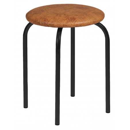 Tabouret Rebecca empilable – Couleur noyer en similicuir