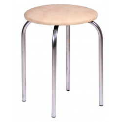 Tabouret empilable – Couleur beige en similicuir, structure chromée