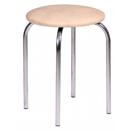 Tabouret empilable – Beige en similicuir, structure chromée