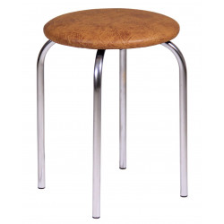 Tabouret empilable – Couleur noyer en similicuir, structure chromée