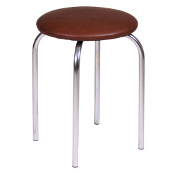 Tabouret empilable – Couleur marron foncé en similicuir, structure chromée