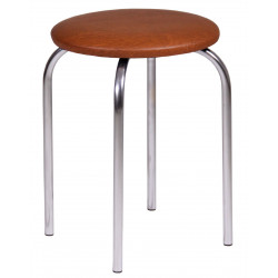Tabouret empilable – Couleur marron clair en similicuir, structure chromée