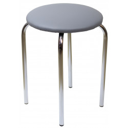 Tabouret empilable – Couleur gris en similicuir, structure chromée