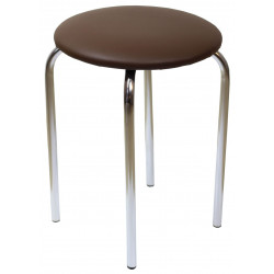 Tabouret empilable – Couleur marron en cuir écologique, structure chromée