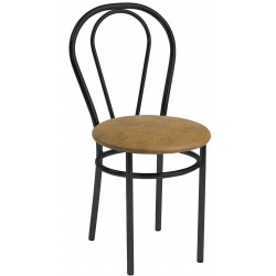 Chaise Tulipe couleur noyer / métal noir – Golddeco