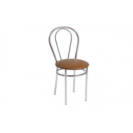 Chaise Tulipe marron clair / chrome – Golddeco