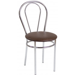 Chaise Tulipe – Marron foncé / Structure chromée