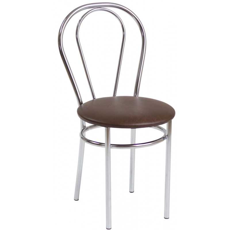 Chaise Tulipe marron foncé / chrome – Golddeco