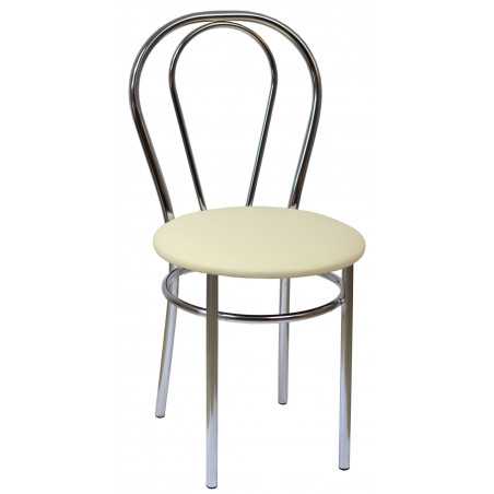 Chaise Tulipe beige écologique / chrome – Golddeco