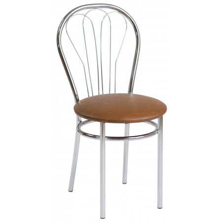 Chaise ROSA marron clair / structure chromée – Golddeco