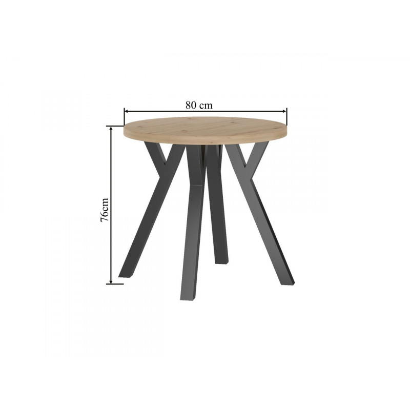 Table ronde DAX chêne artisanal & noir – Golddeco