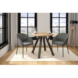 Table ronde DAX chêne artisanal & noir – Golddeco