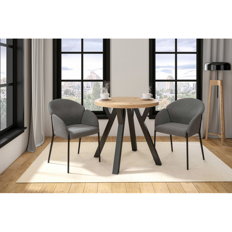 Table ronde DAX chêne artisanal & noir – Golddeco