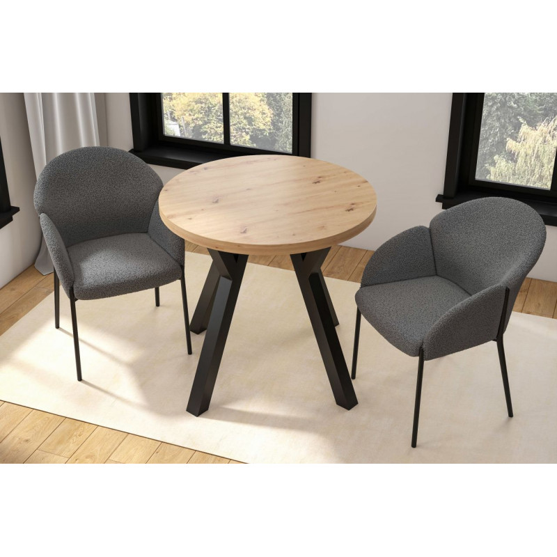 Table ronde DAX chêne artisanal & noir – Golddeco