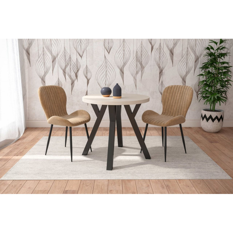 Table ronde DAX cachemire & noir – Golddeco