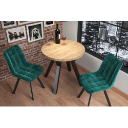 Table ronde DAX chêne doré & noir – Golddeco