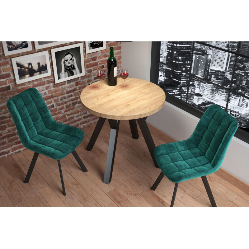 Table ronde DAX chêne doré & noir – Golddeco