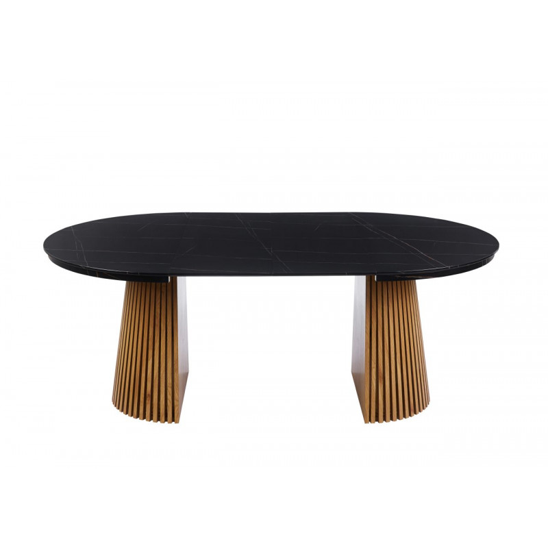 Table Spine Marbre Noir extensible – Golddeco