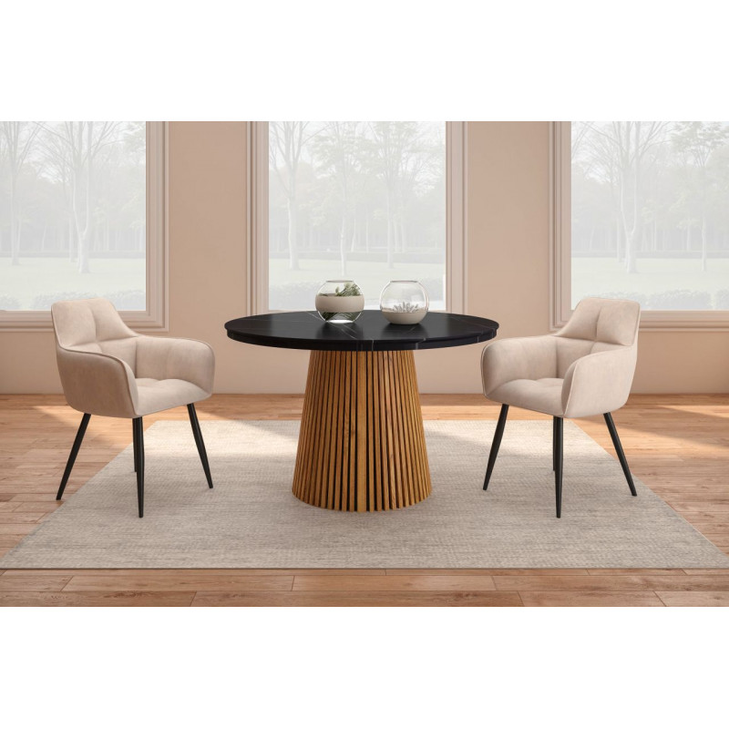 Table Spine Marbre Noir extensible – Golddeco