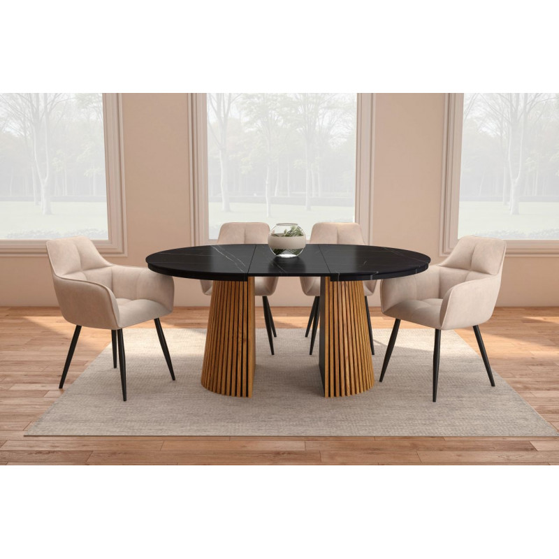 Table Spine Marbre Noir extensible – Golddeco